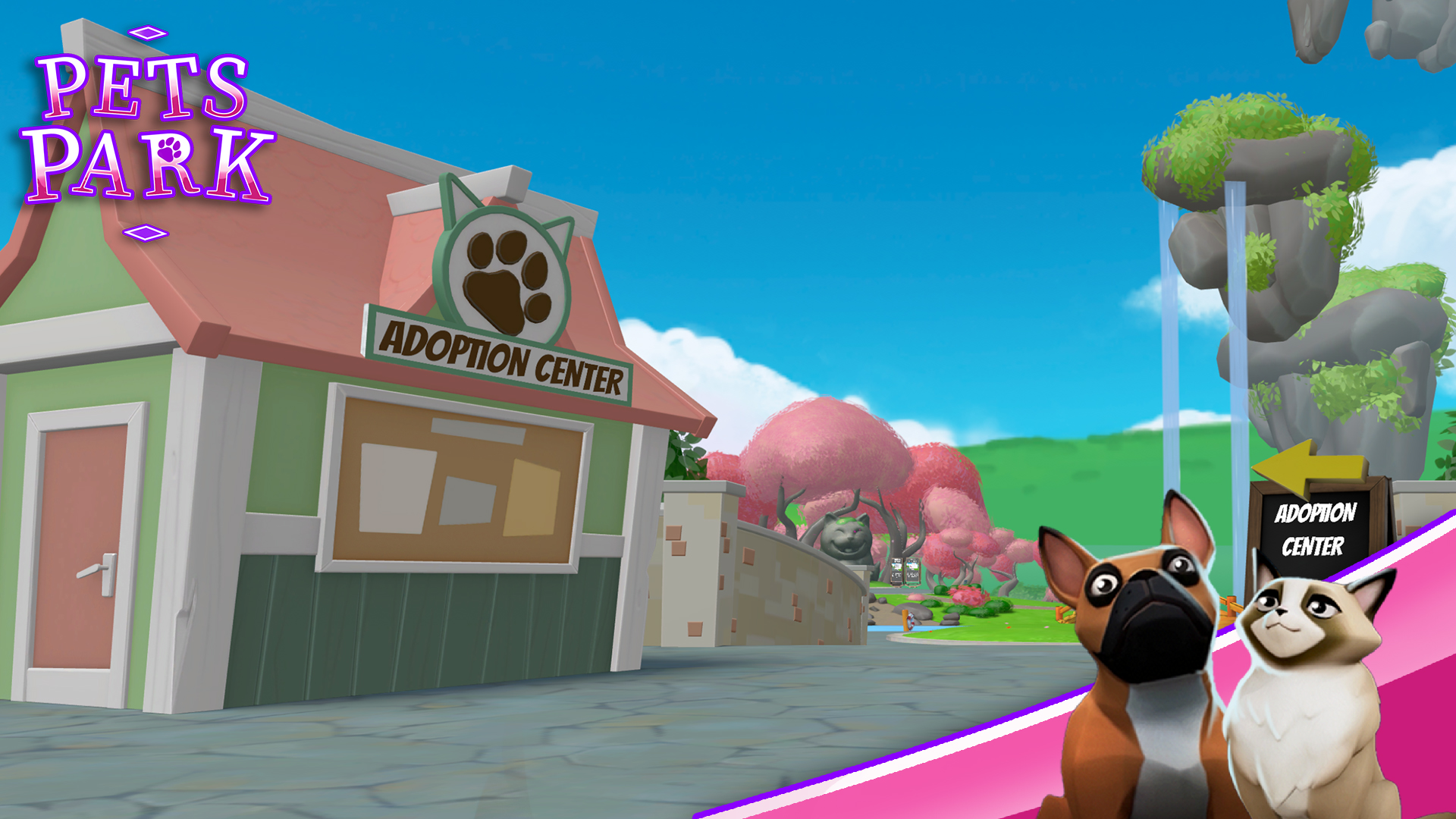 Pets Park screenshot of the adoption center area