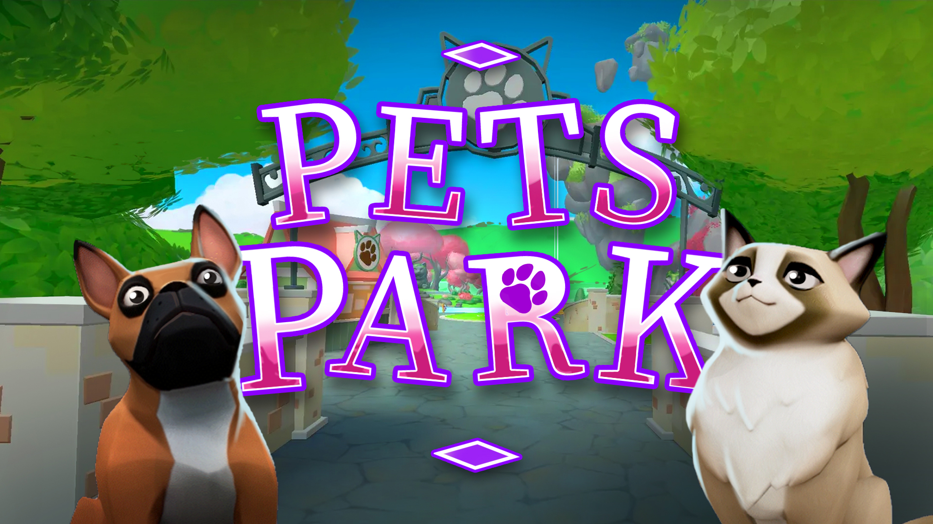 Pets Park screenshot showing the social pet world